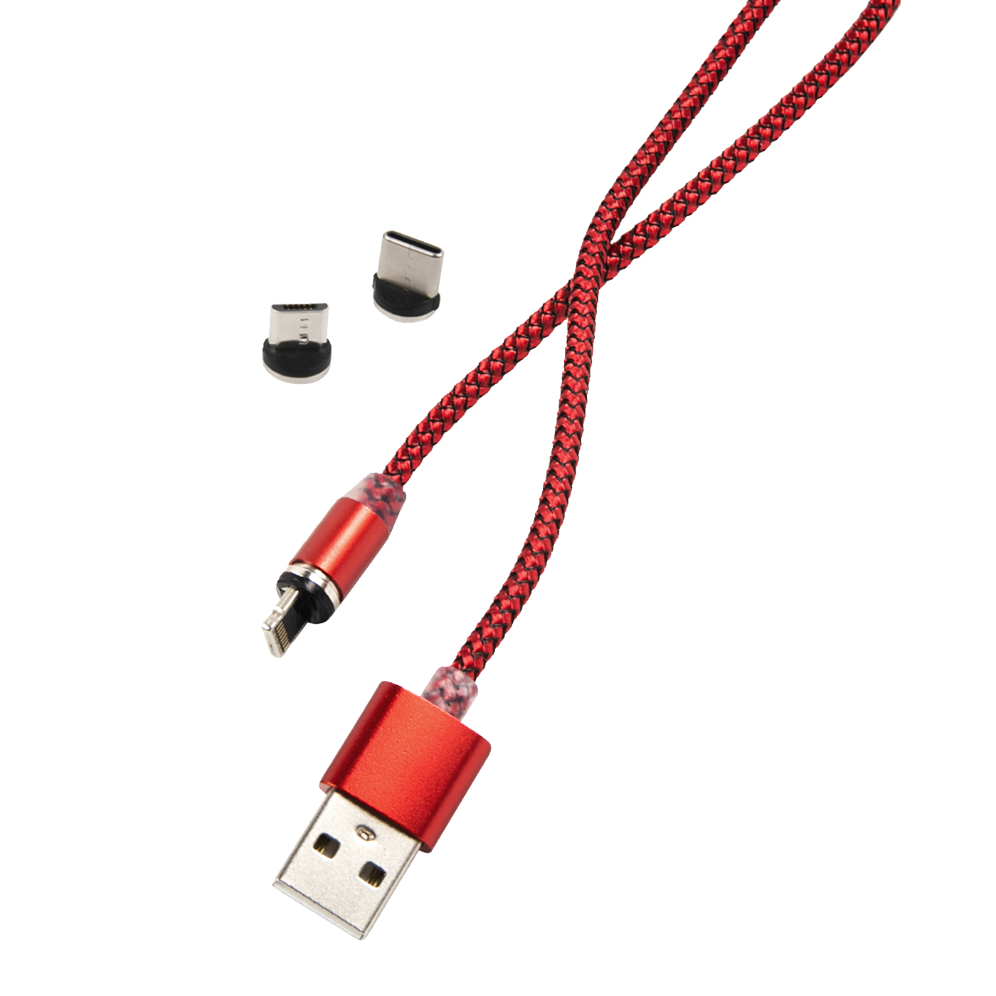 Дата-кабель Red Line магнитный USB -Type-C/8 - pin/micro USB (3 в 1) нейлоновая оплетка